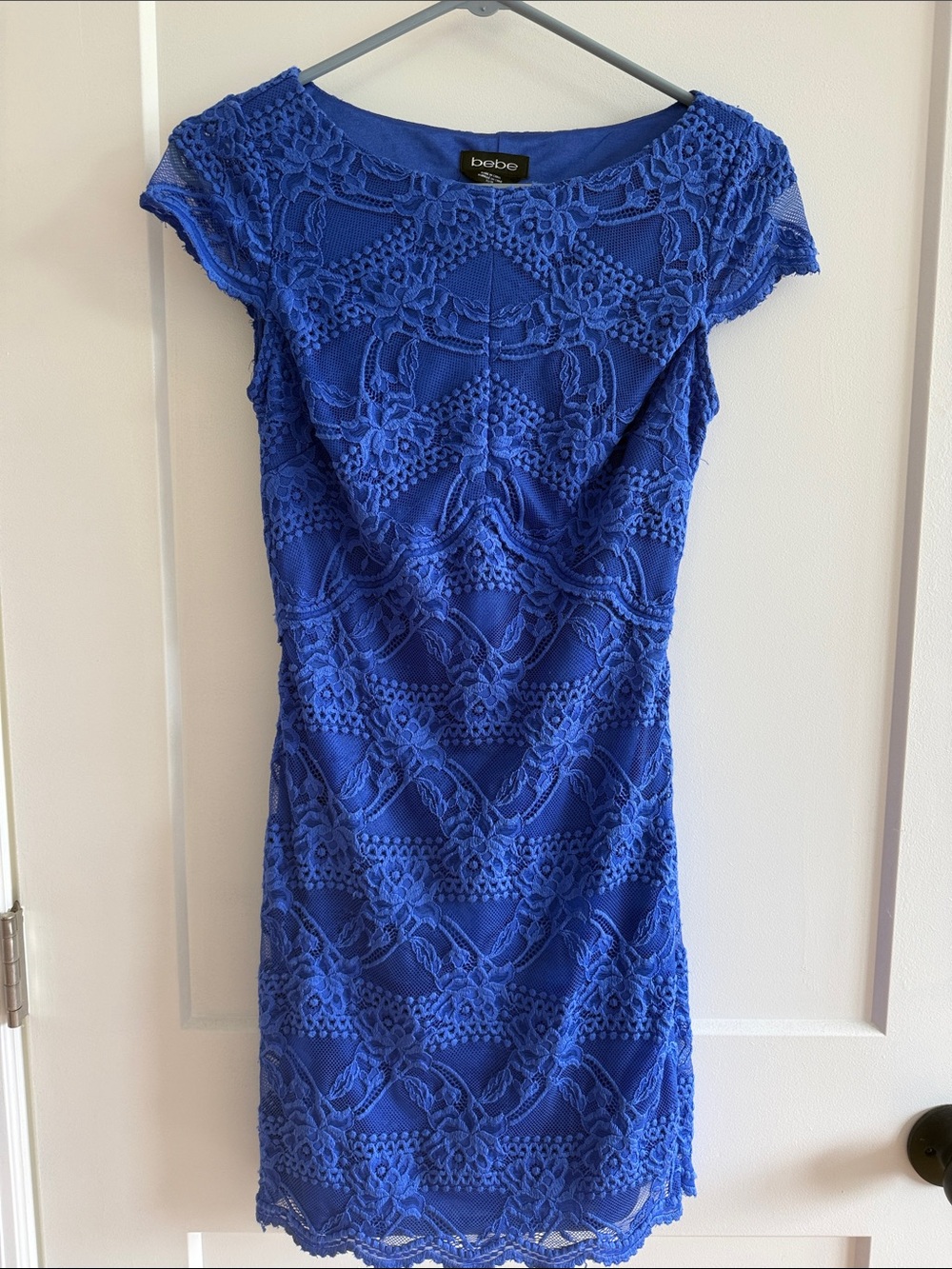 bebe Cobalt Blue Lace Midi Dress